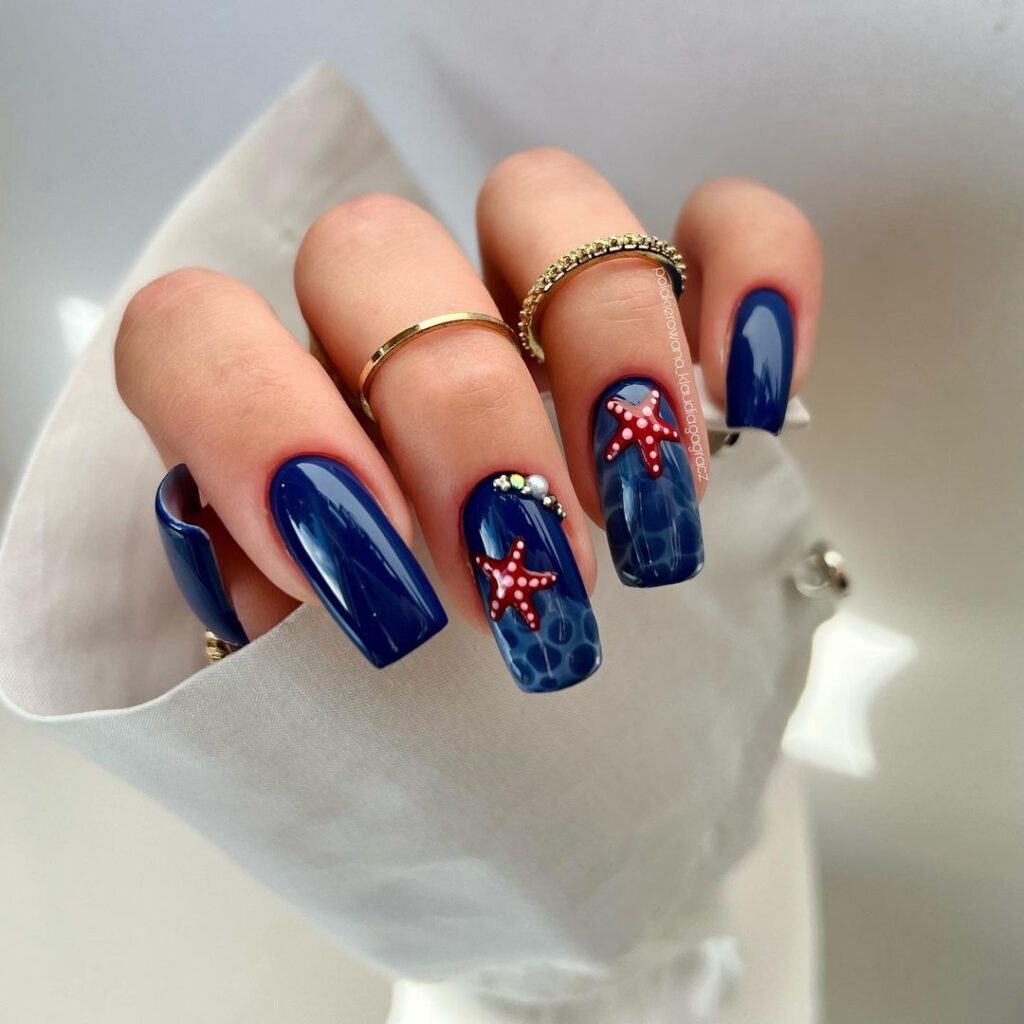 dark blue sea nails