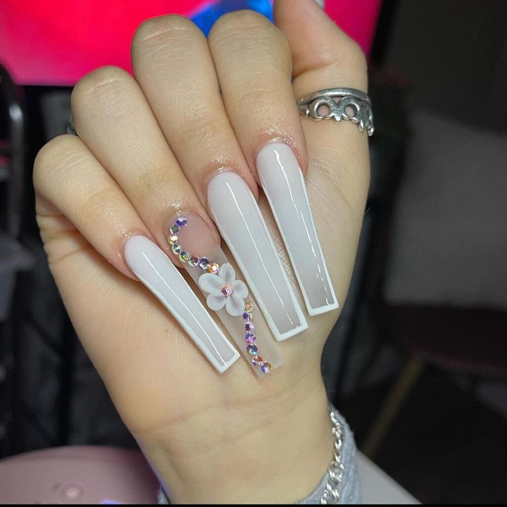 extra baddie milky white nails