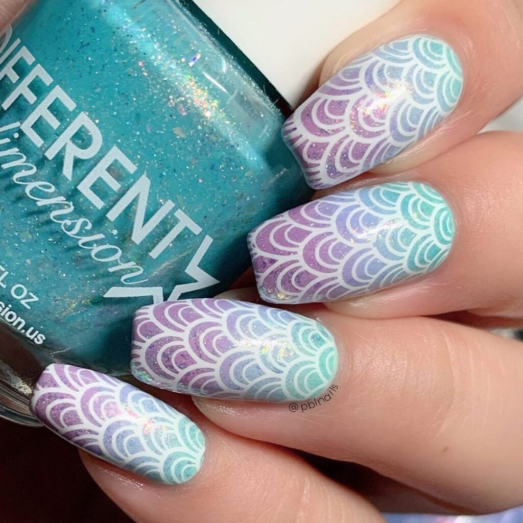 flakie pastel gradient mermaid nails