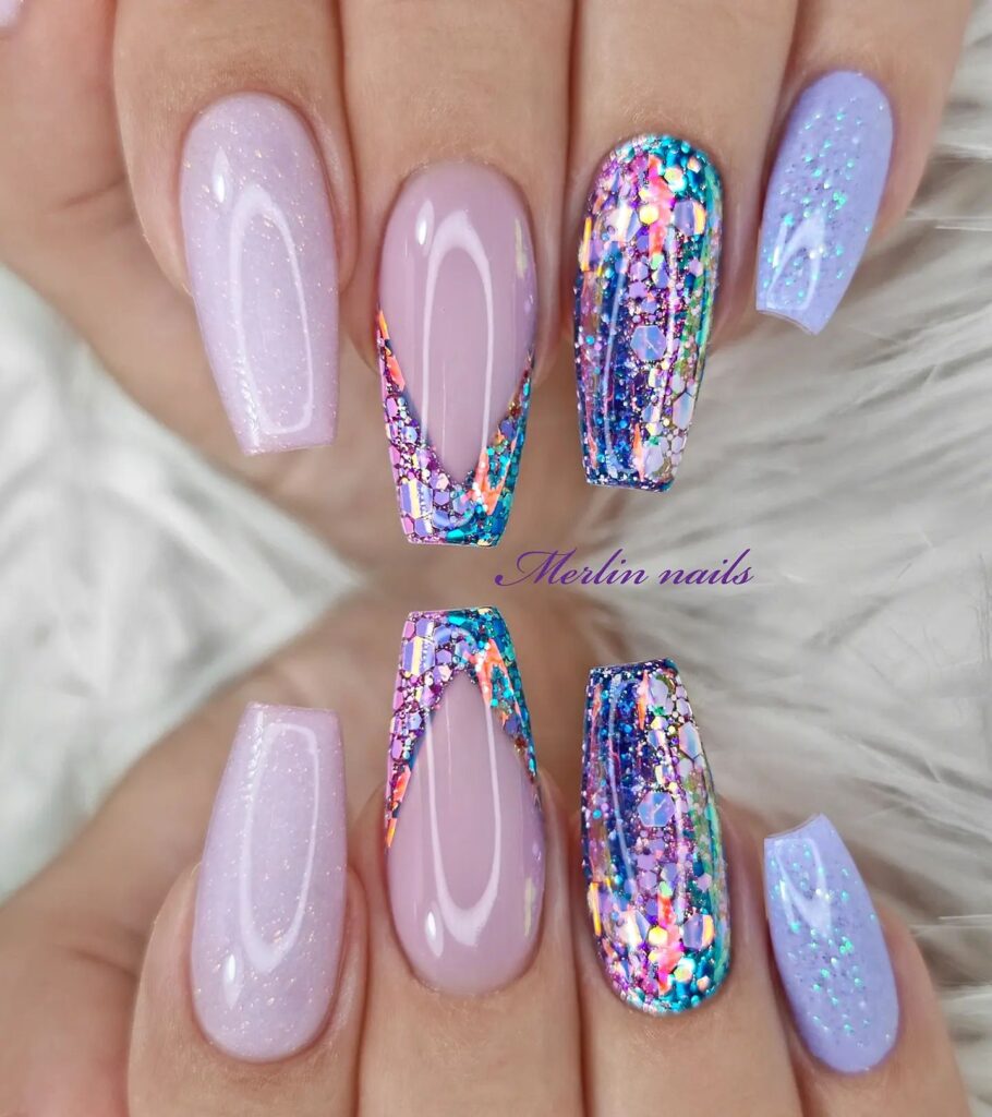 glitter colorful nails