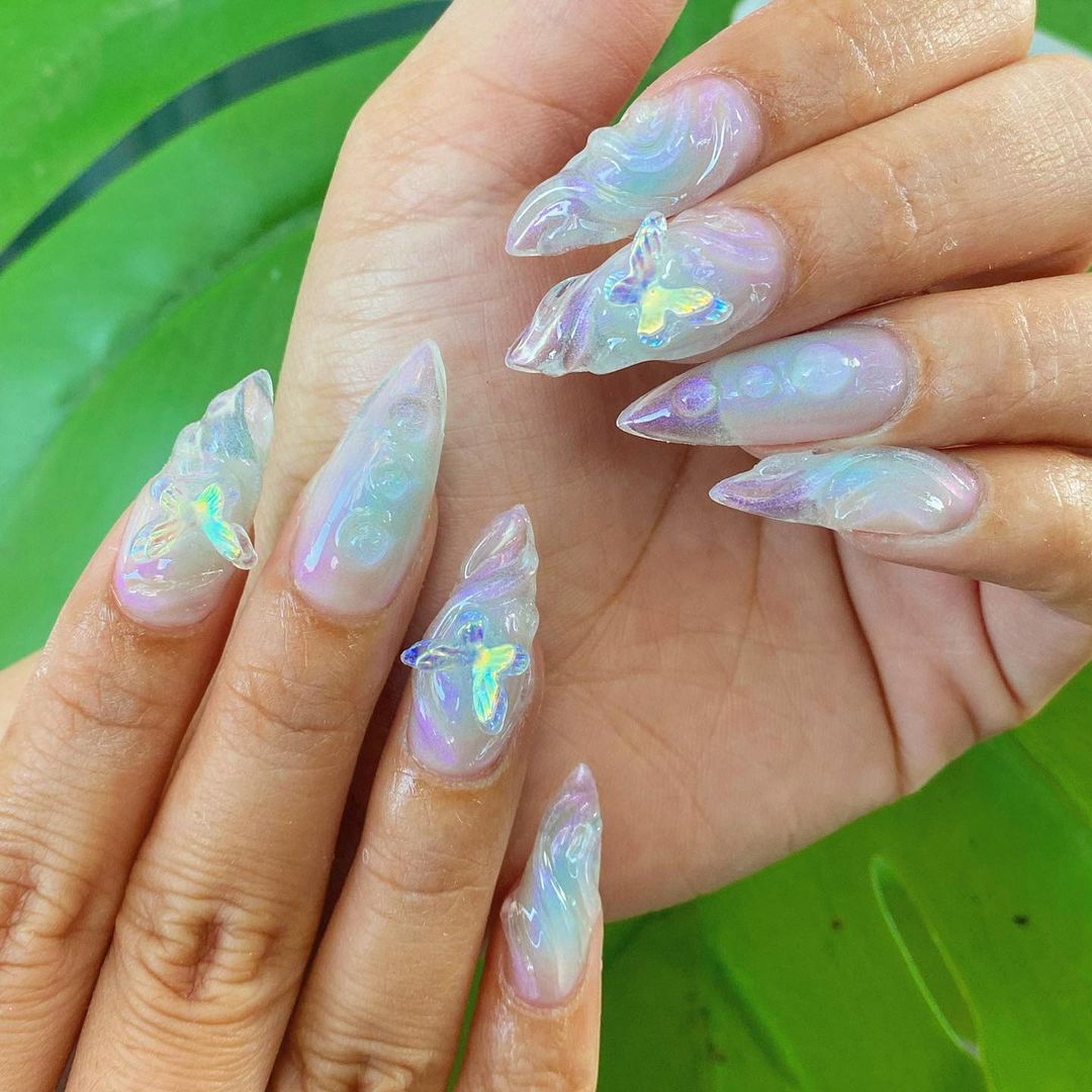 iridescent fairy nail art