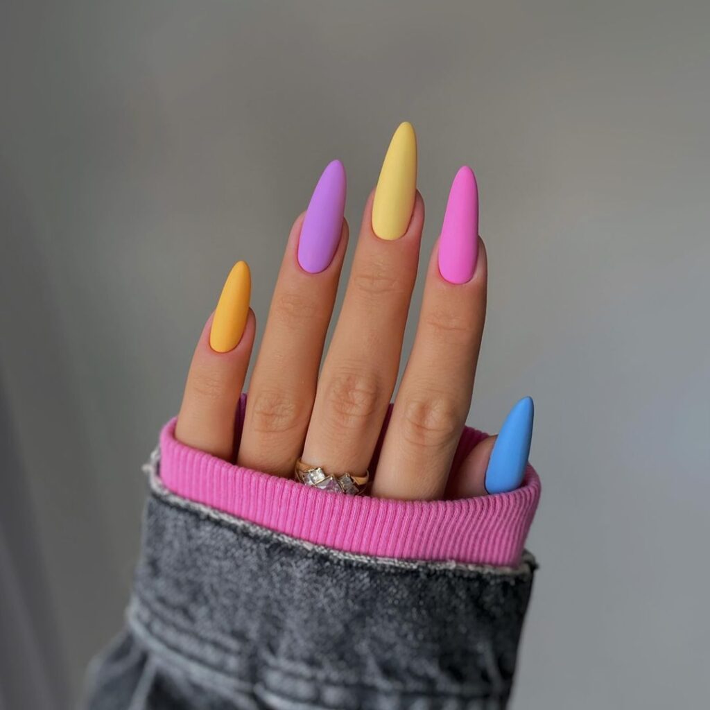 matte colorful nails