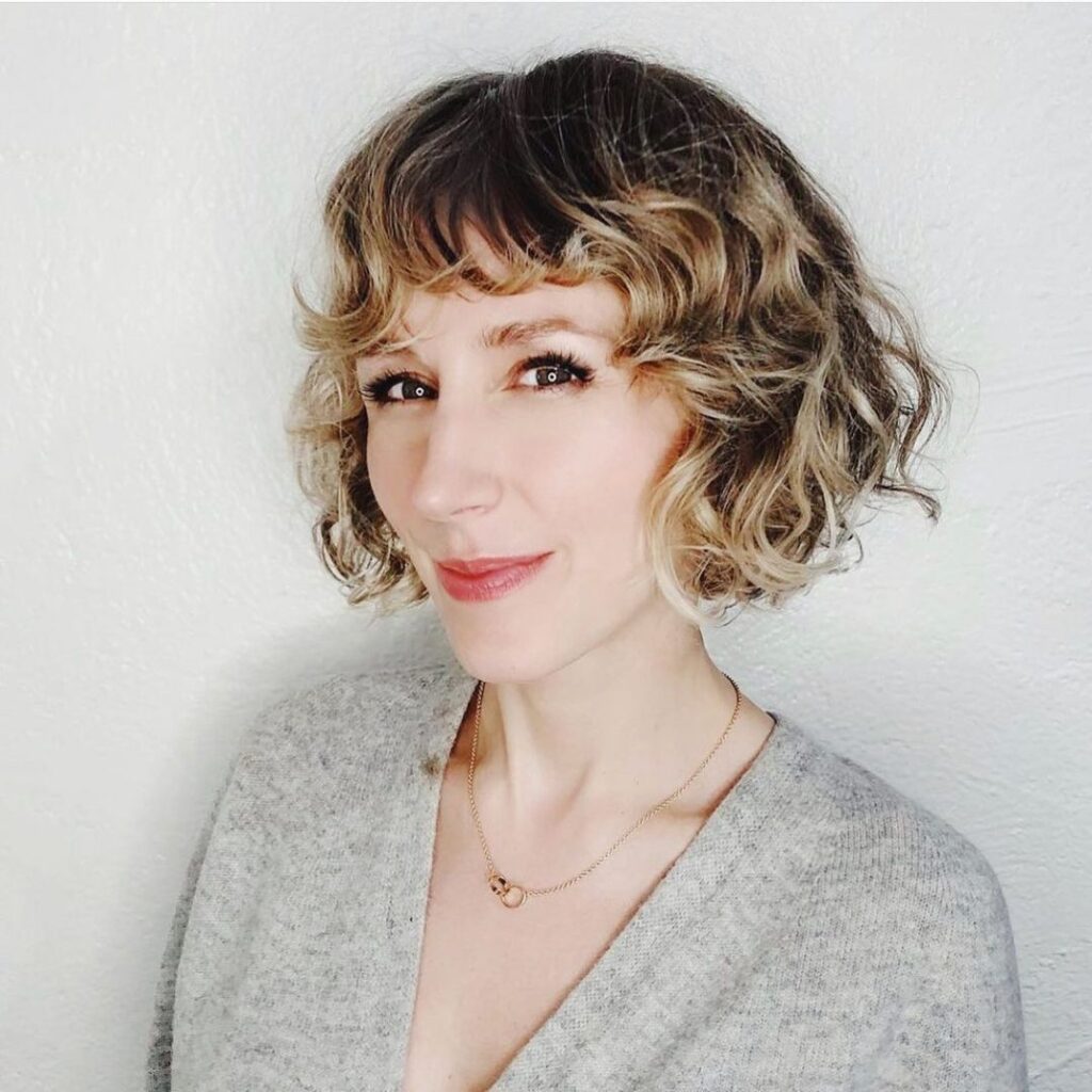 naturally curly short french bob