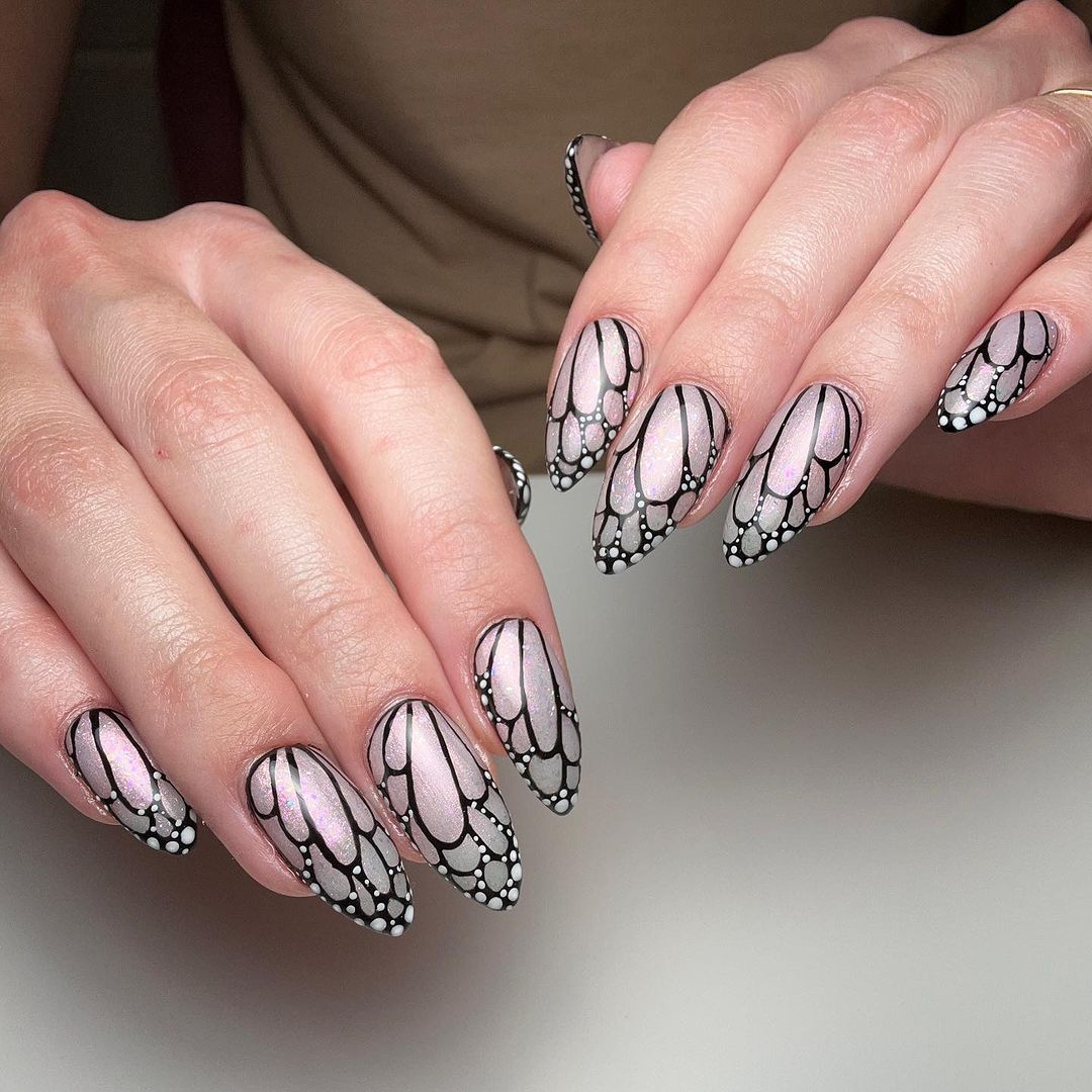 pearlescent butterfly wing nails