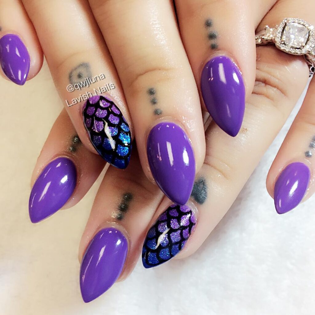 purple mermaid nail art