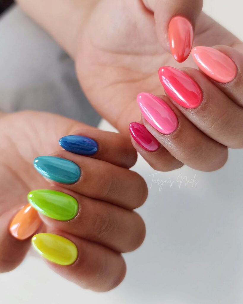 rainbow chrome manicure