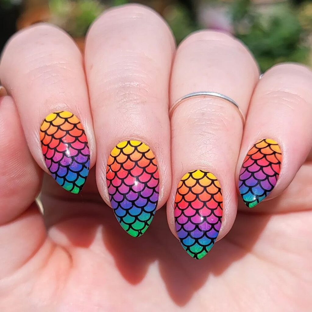 uñas de sirena arco iris