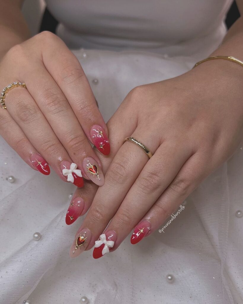 reddish ombre princess nails