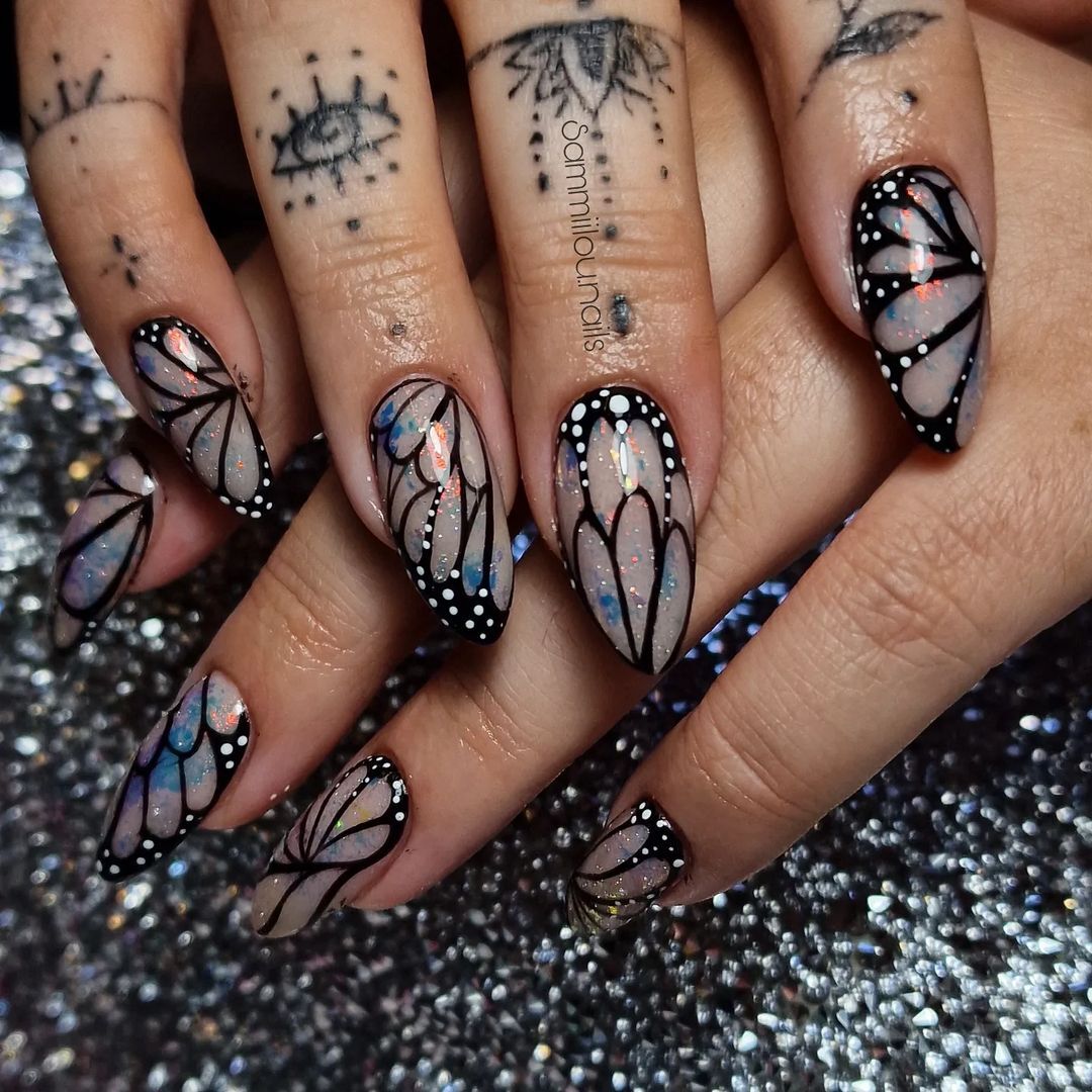 reflective butterfly wing nails