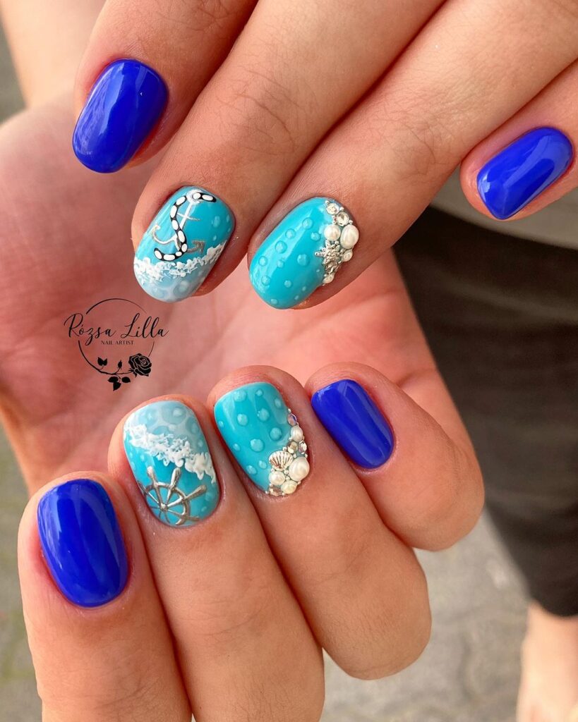 sea art on natural nails