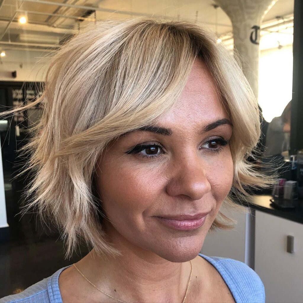 short french bob with curtain bangs