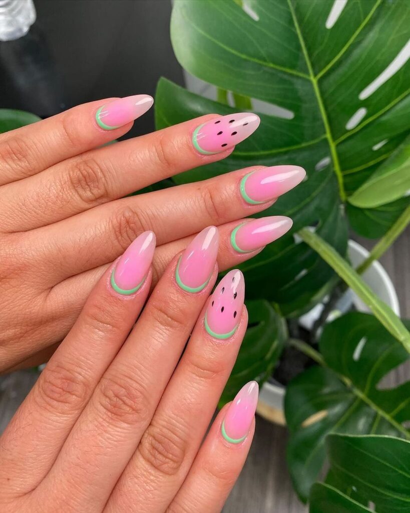 simple watermelon summer nails