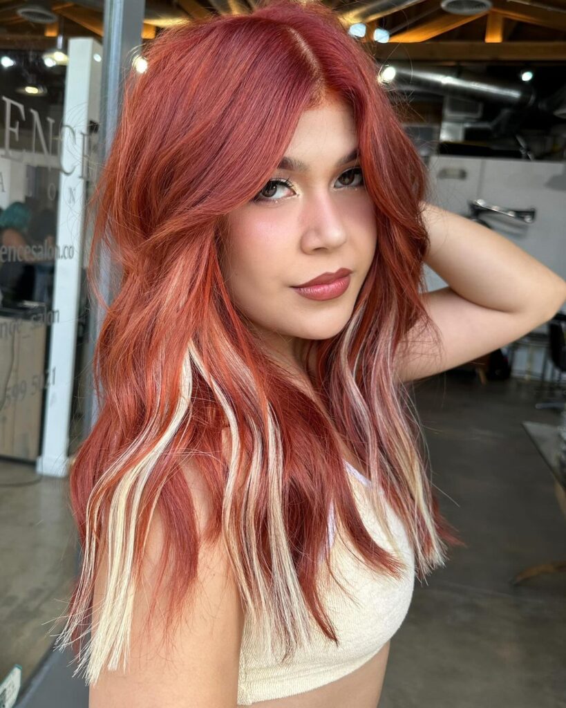 spring red hair with blonde underdye