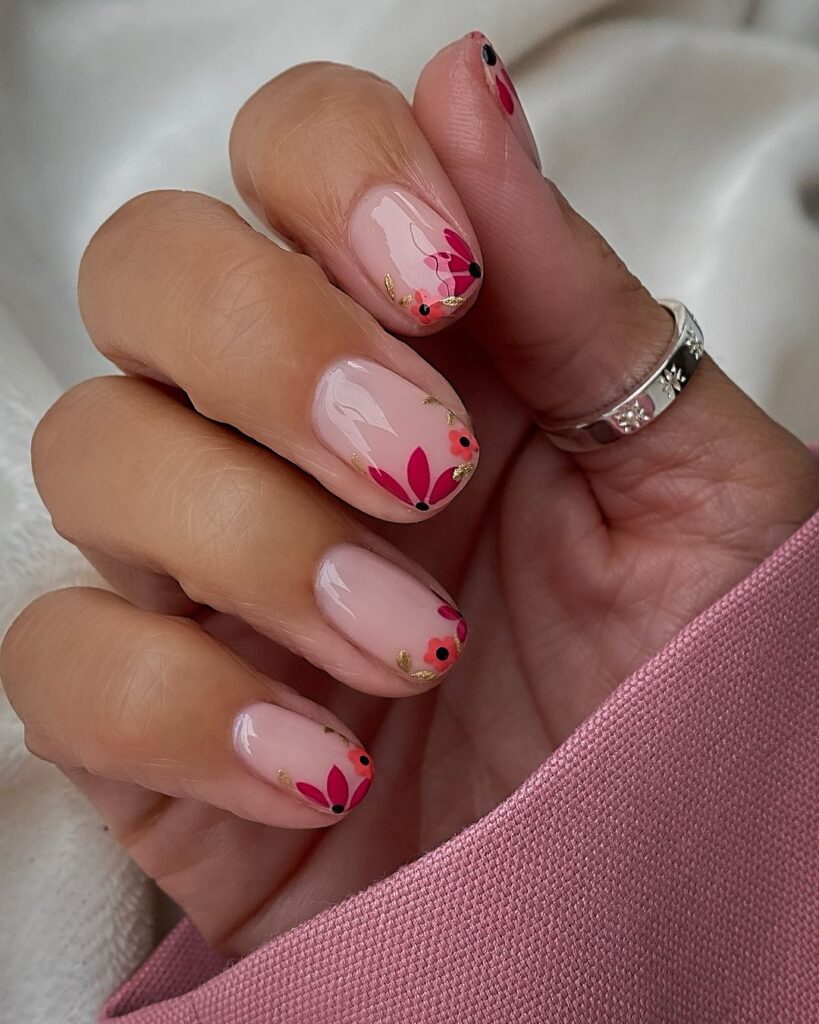 unhas de verão subtis e florais