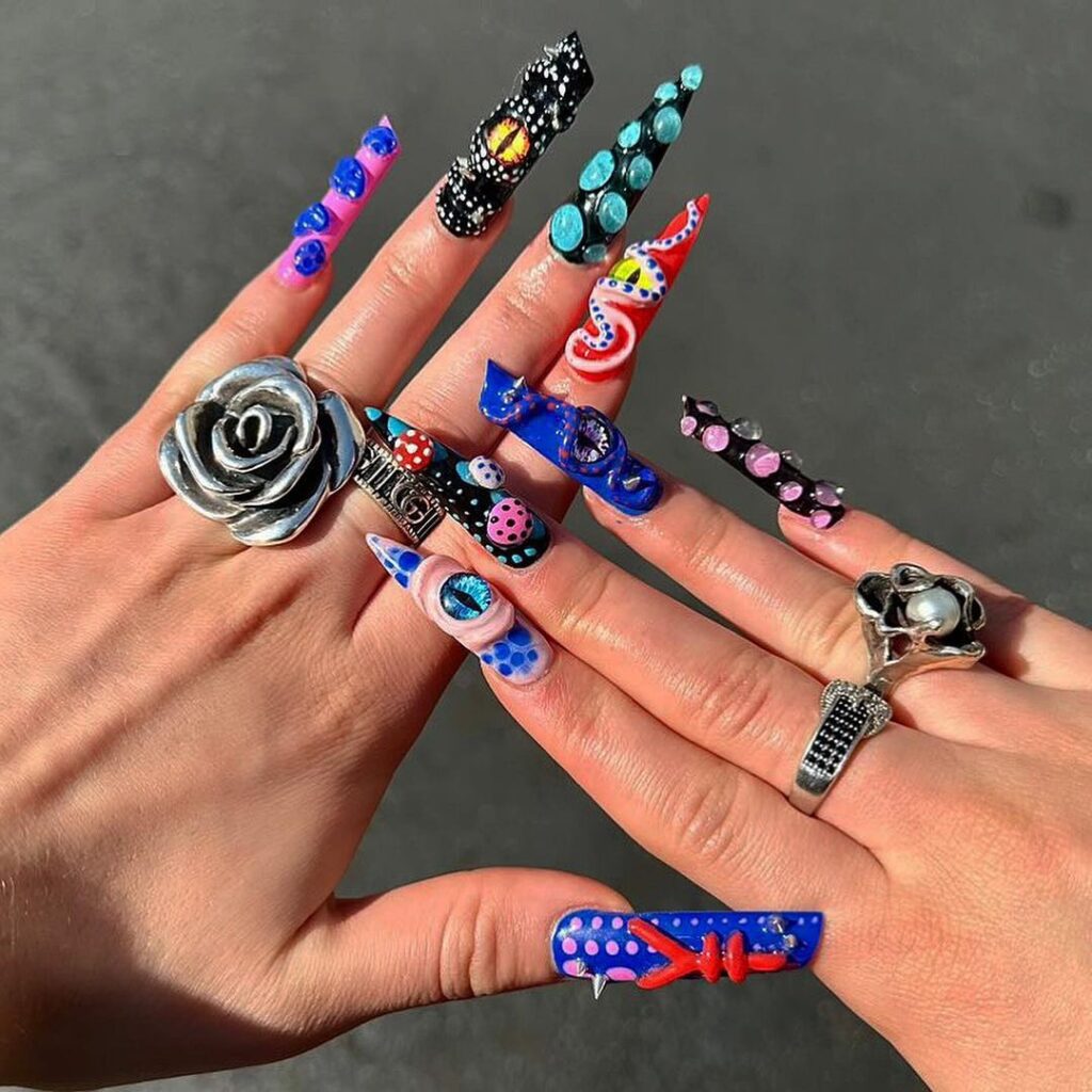 super fun colorful nails