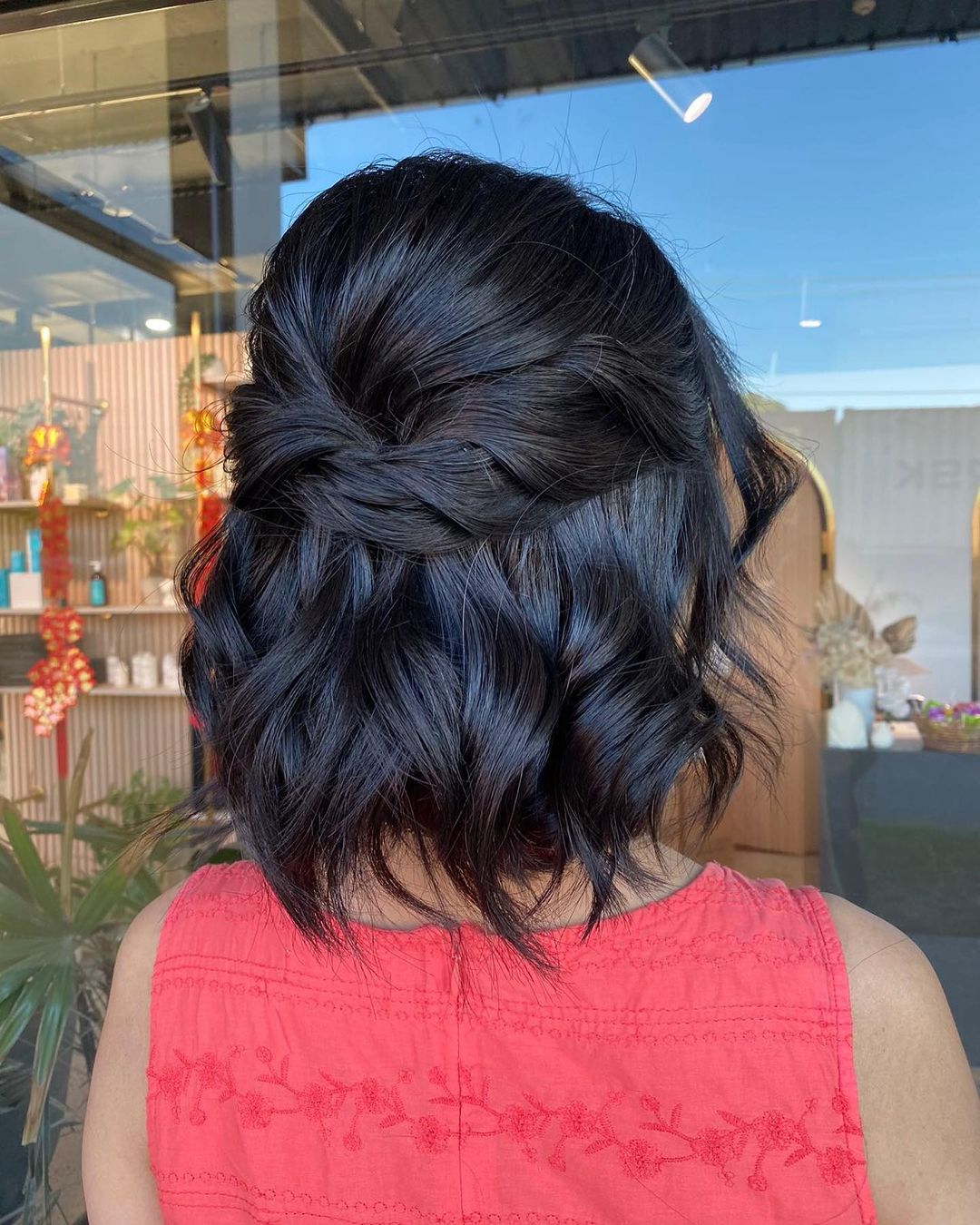 twisted half-updo