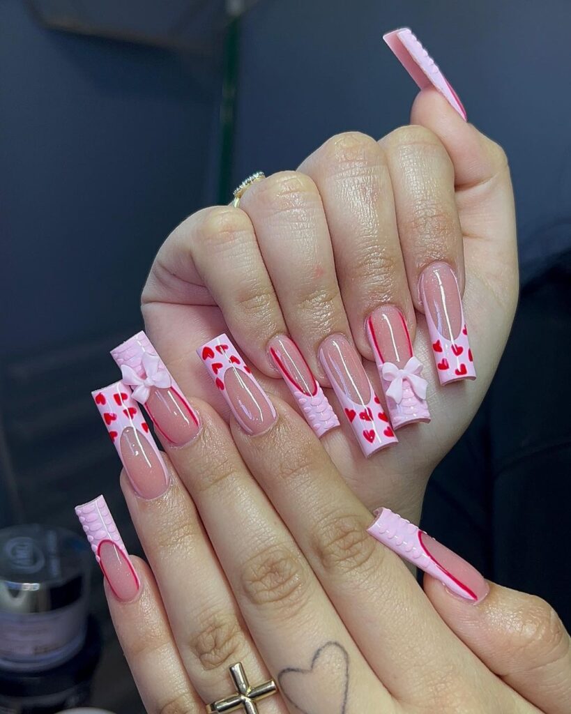 valentine's day extra baddie nails