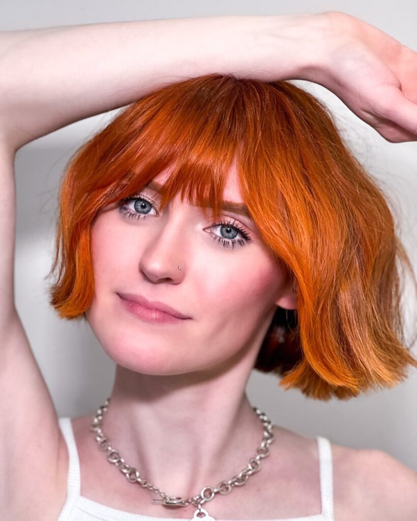 vibrant ginger short french bob