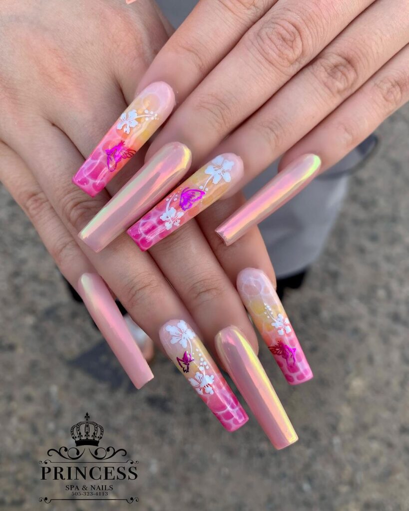 xl pink princess nails