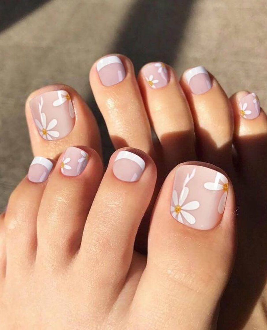 floral french pedi