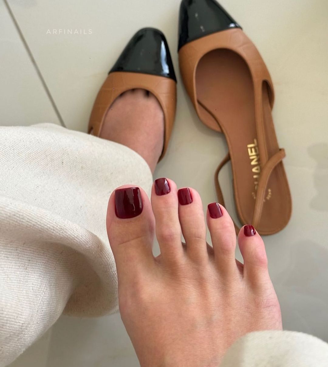 cherry red summer toe nails