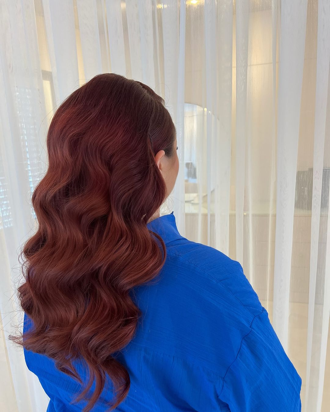 cherry cola hollywood waves wedding hair