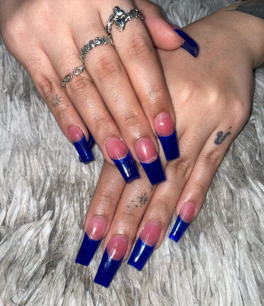 90s blue french tips