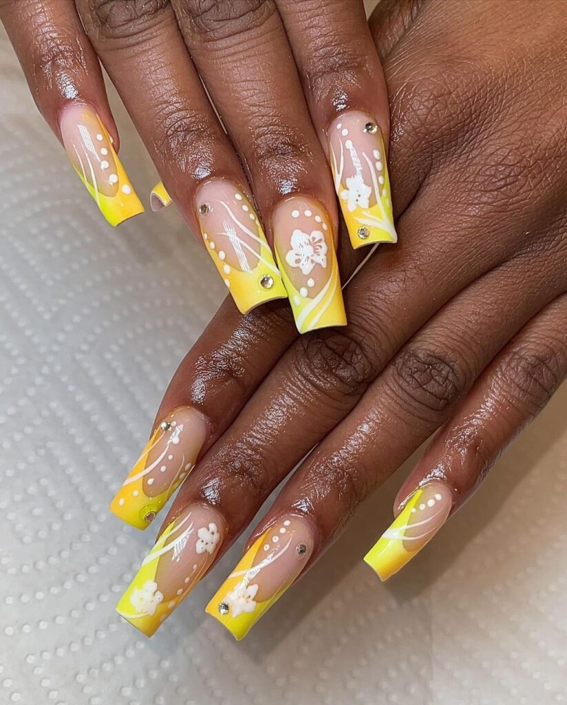 90s yellow french manicure