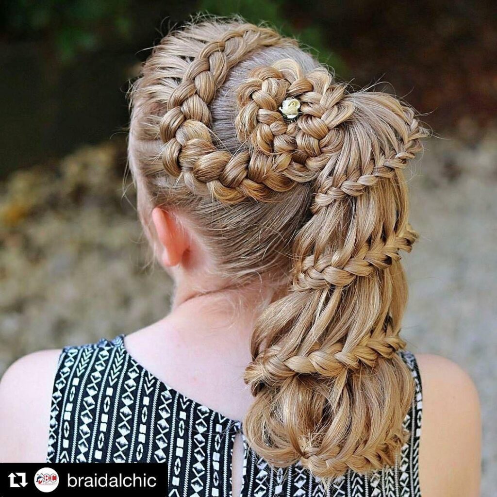 angel braids into ponytail