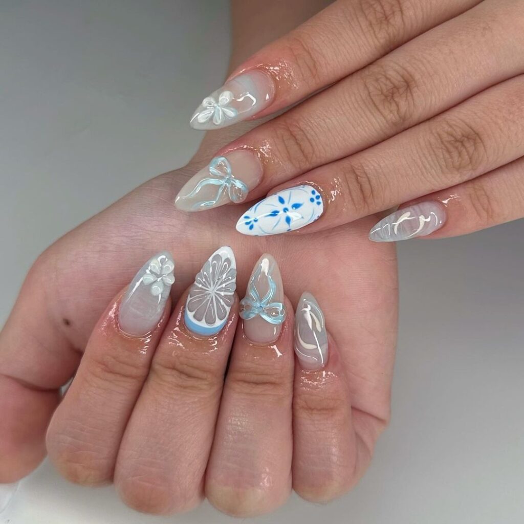 unhas de toranja azul bebé