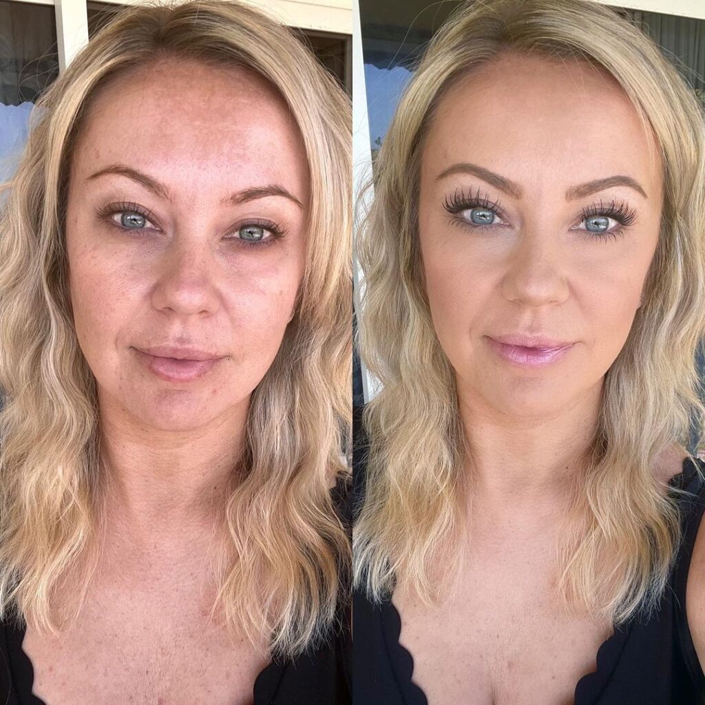 transformación del maquillaje de playa