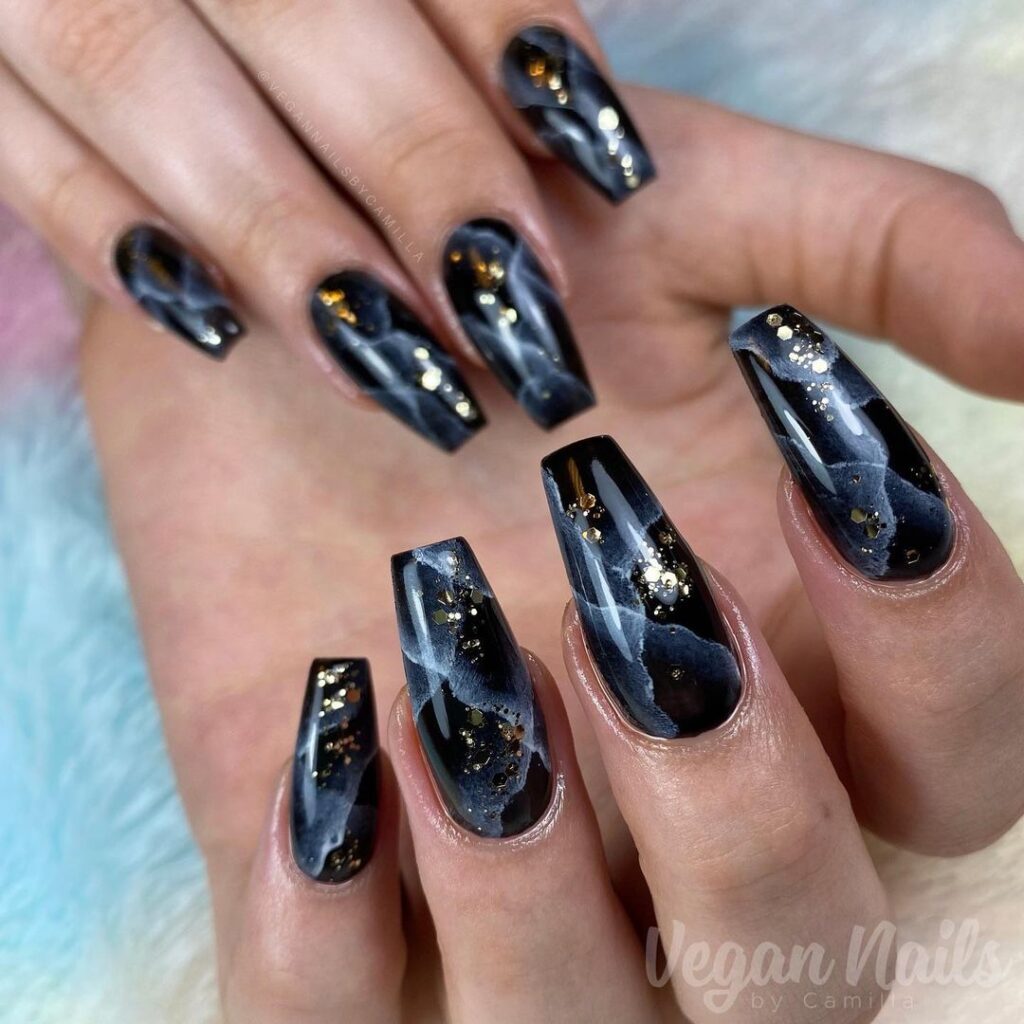 black marble nails