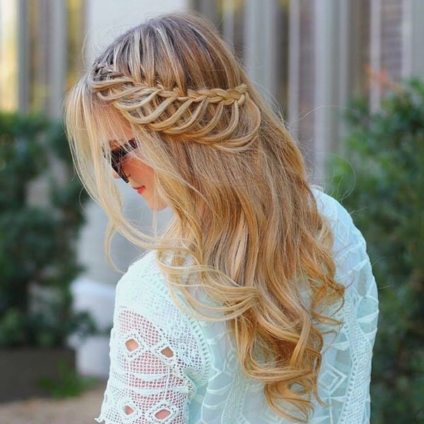 cascading looped angel braids