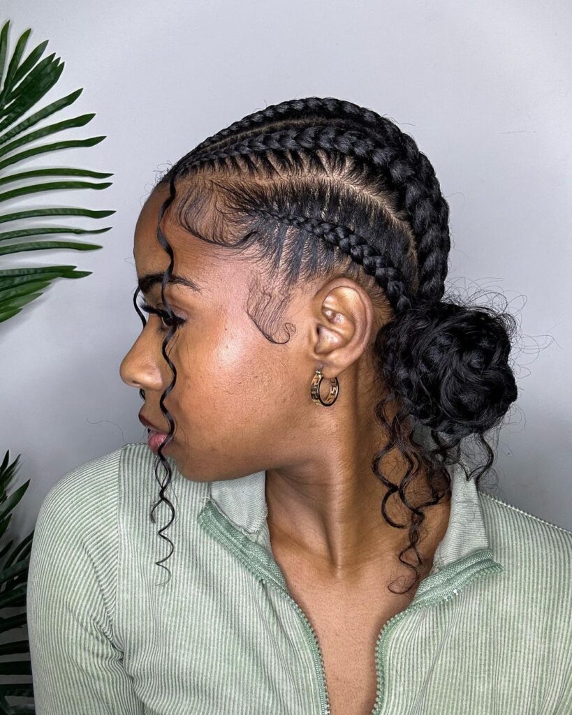 cornrows and braided bun