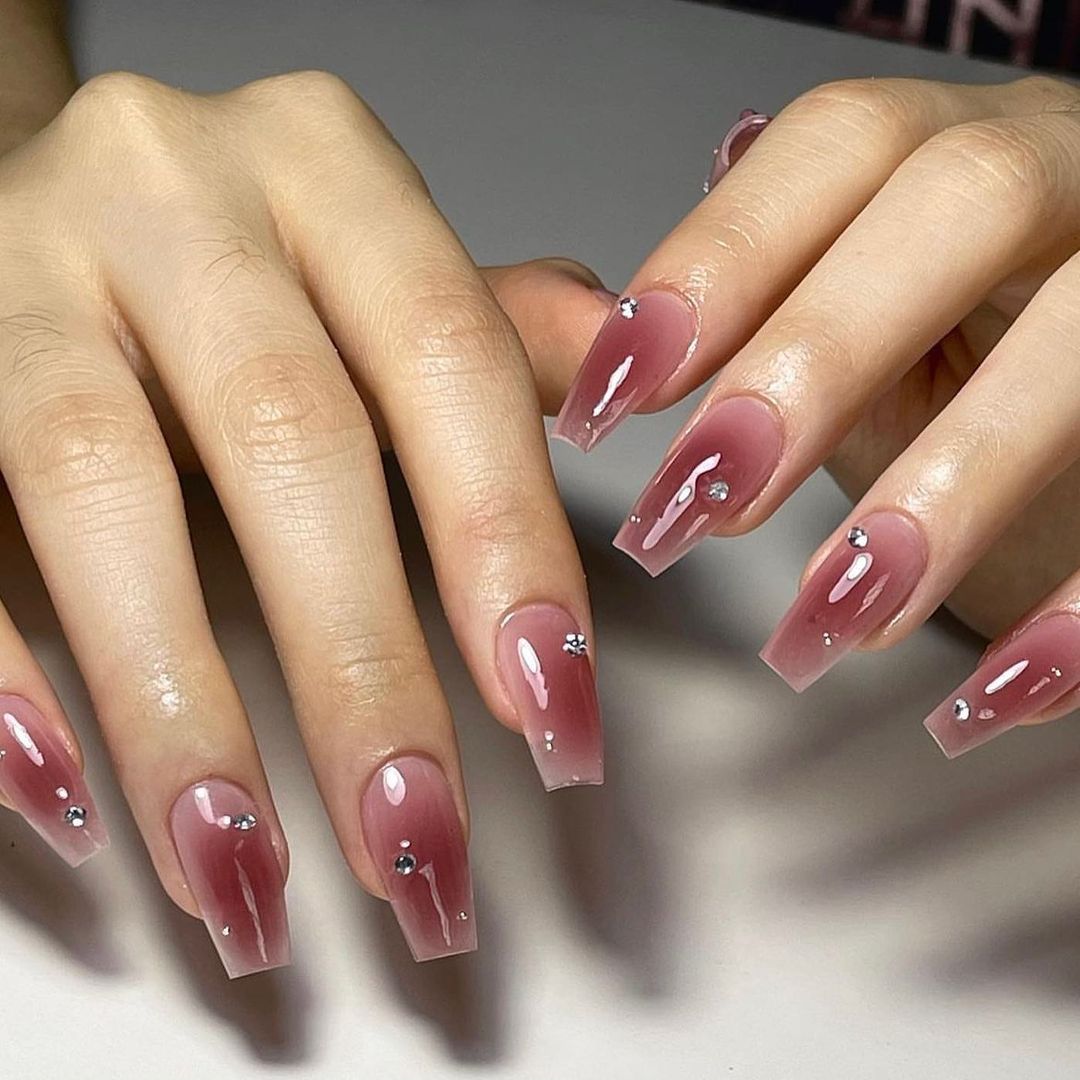 cute korean jelly aura nails