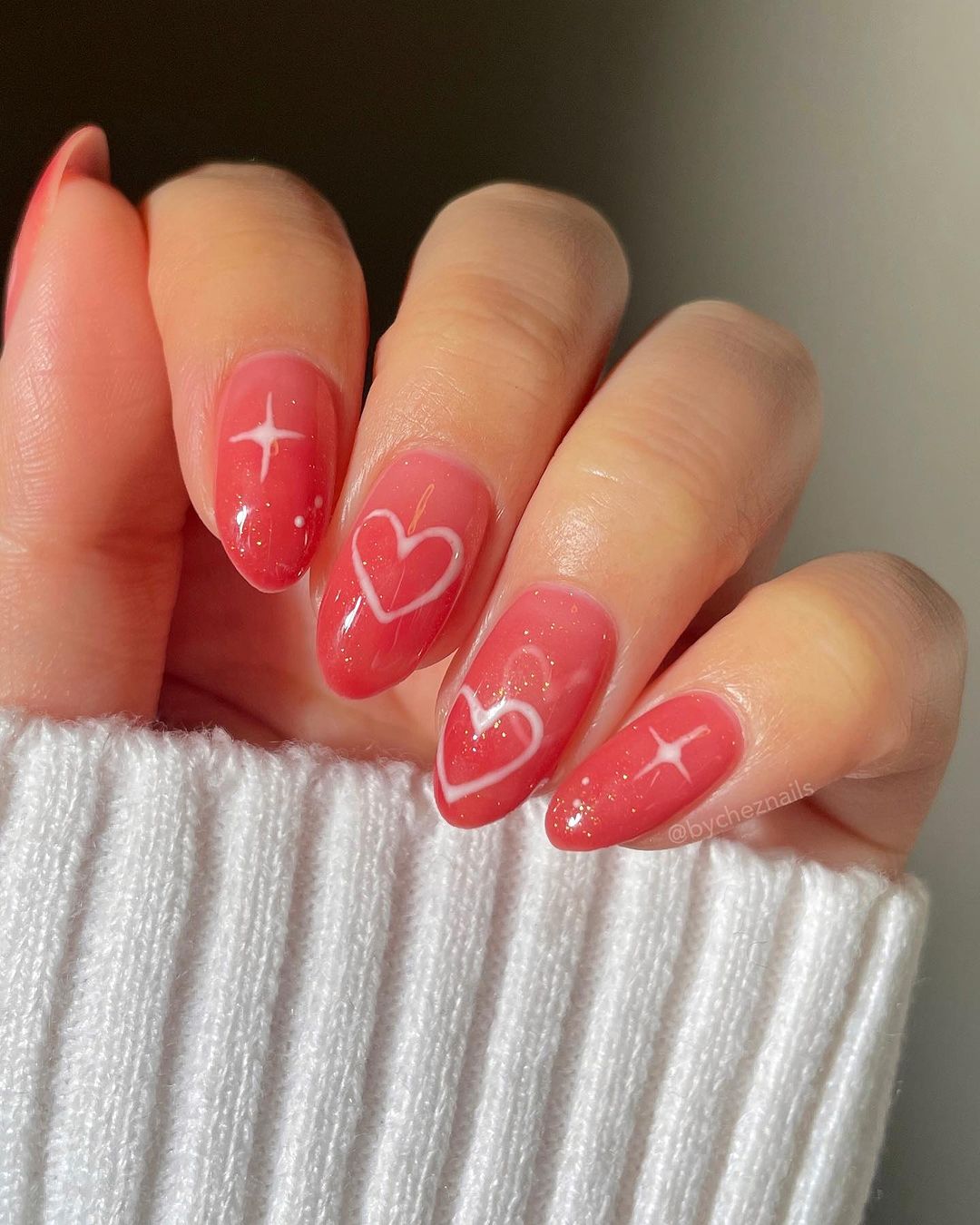 cute korean valentines day nails