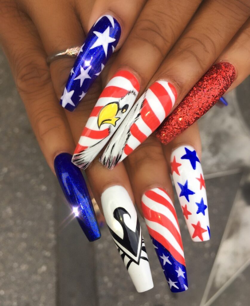 eagle 4th of july nails