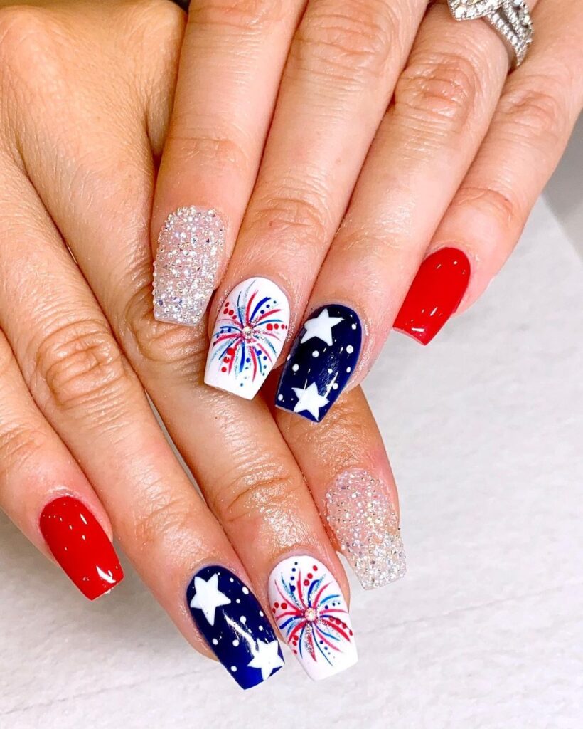 fireworks 4th of july nails