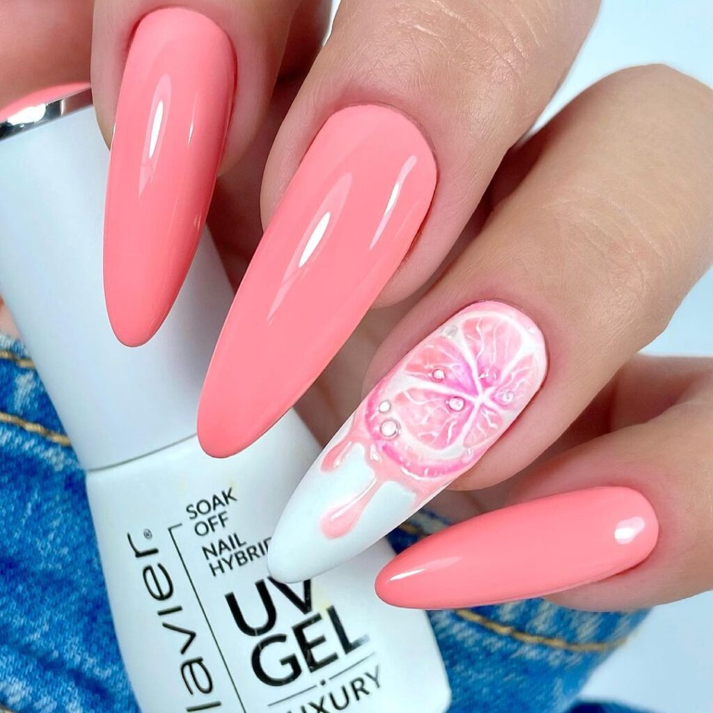 uñas de pomelo rosa efervescente