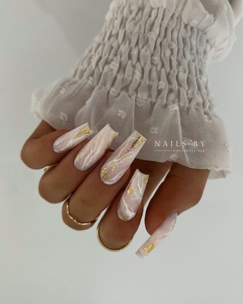 milky marble nails