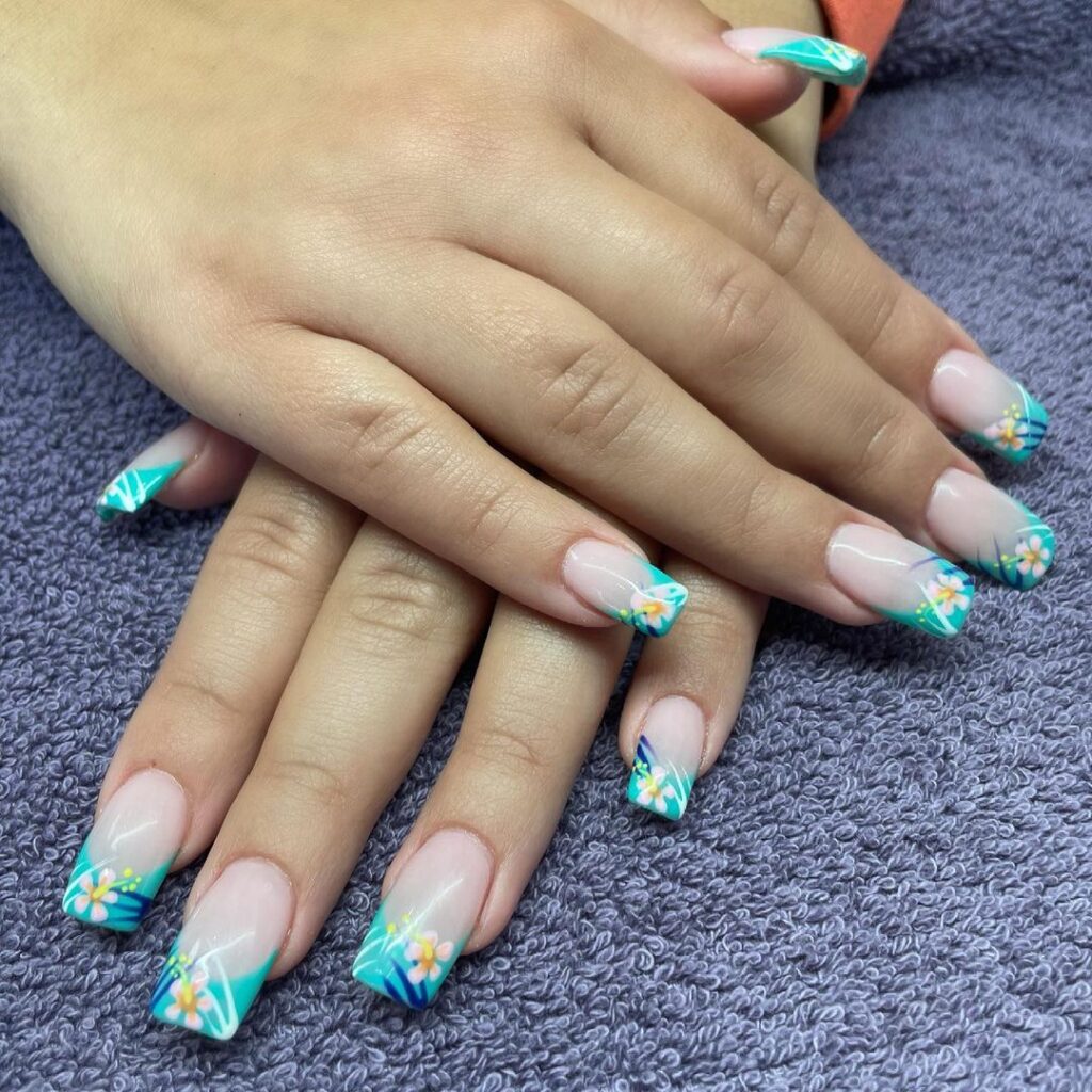 mint french tropical nails