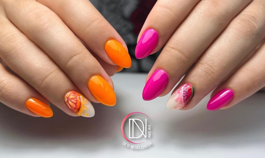 Unhas de toranja e melancia