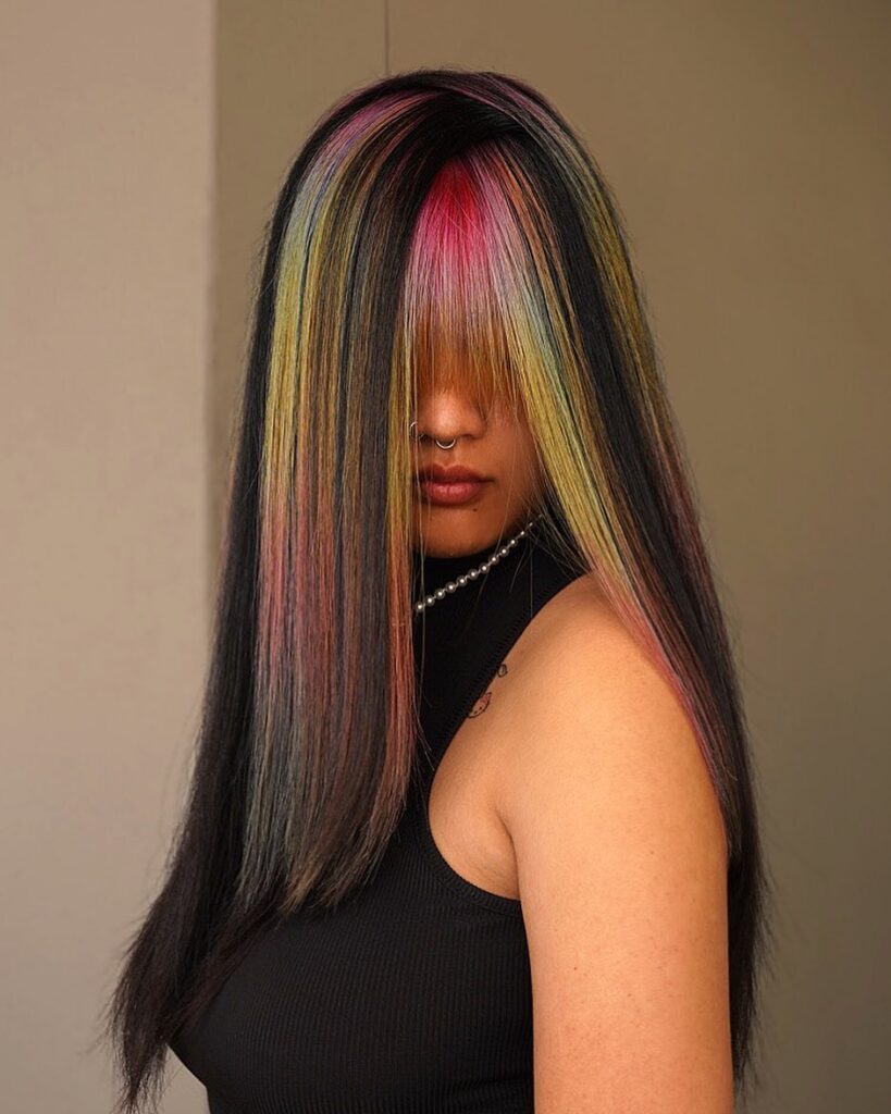 multicolored chunky highlights