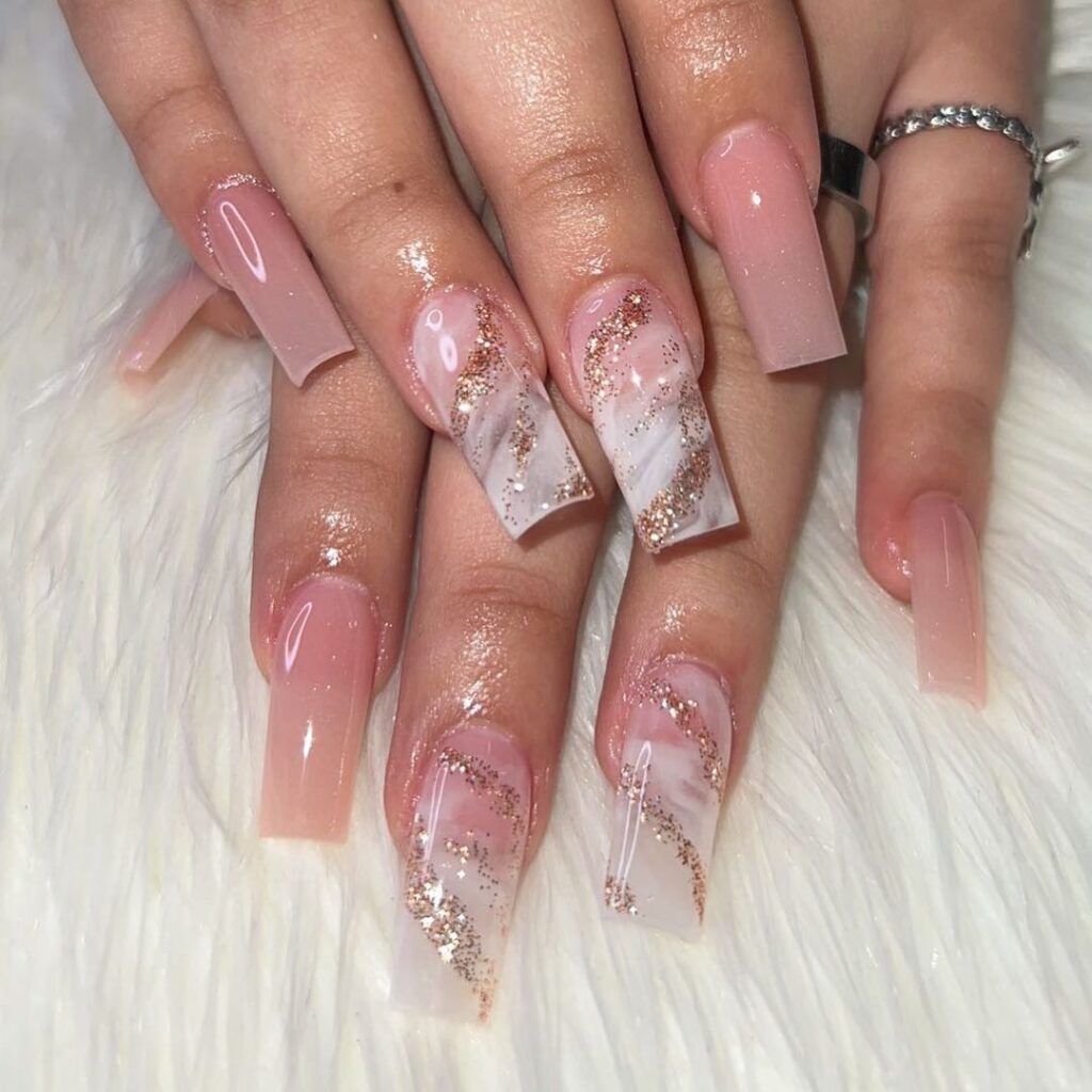 nude marble nails