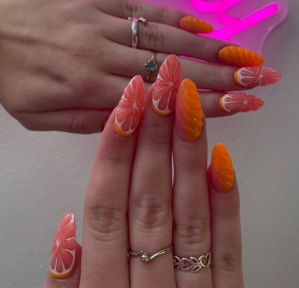 naranja pomelo uñas