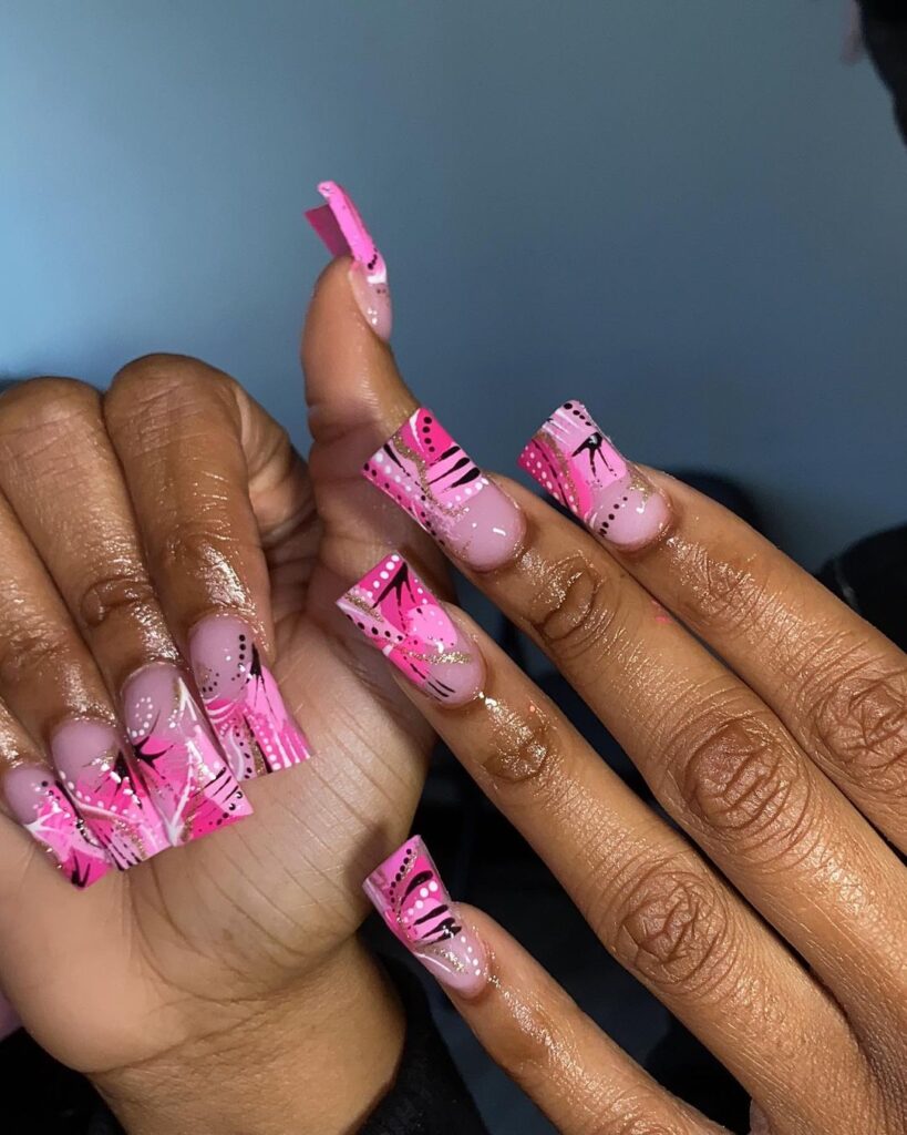 pink french tips y2k duck nails