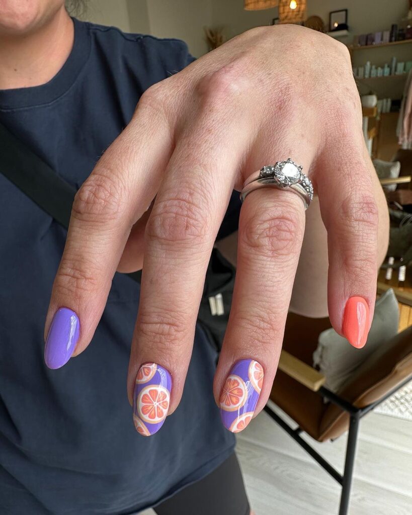 purple grapefruit nails