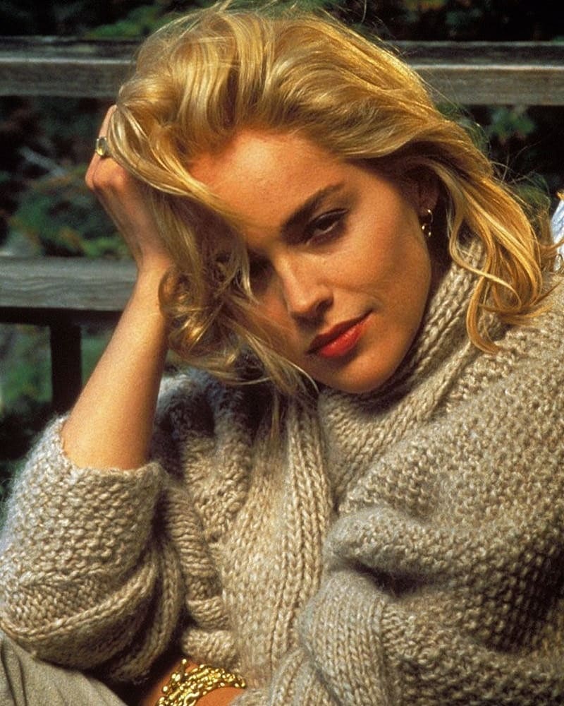 sharon stone with 90s blonde hair