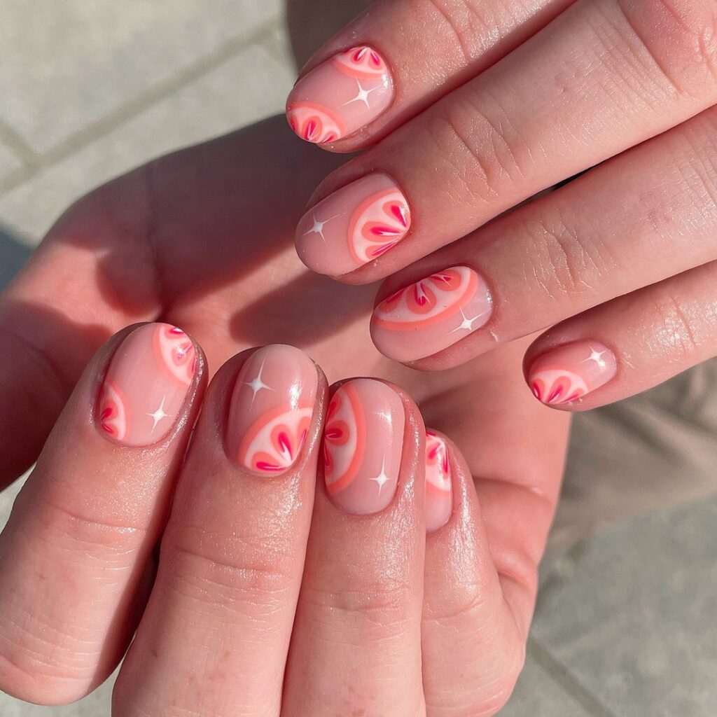 short clean grapefruit nails