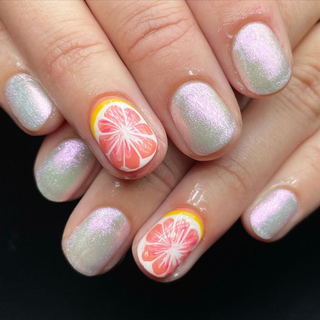 short glazed donut and grapefruit nails